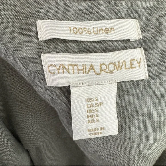 Cynthia Rowley 100% Linen Trench Coat Green Belted Size S Minimalist Lightweight - Picture 11 of 14